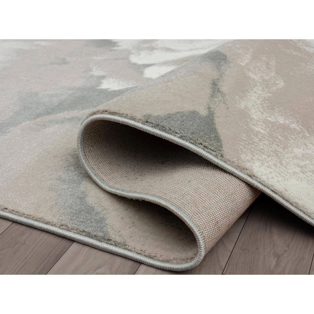 Arto Beige 7 ft. 9 in. x 10 ft. 2 in. Abstract Polypropylene Area Rug by Abani - Image 2