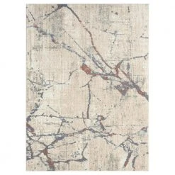 Milas Beige 5 ft. 3 ft. x 7 ft. 6 in. Abstract Polypropylene Area Rug by Abani