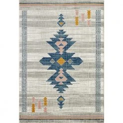 Porto Beige 7 ft. 9 in. x 10 ft. 2 in. Abstract Polypropylene Area Rug by Abani