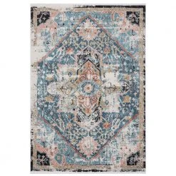 Azure Blue 6 ft. x 9 ft. Oriental Polyester Area Rug by Abani