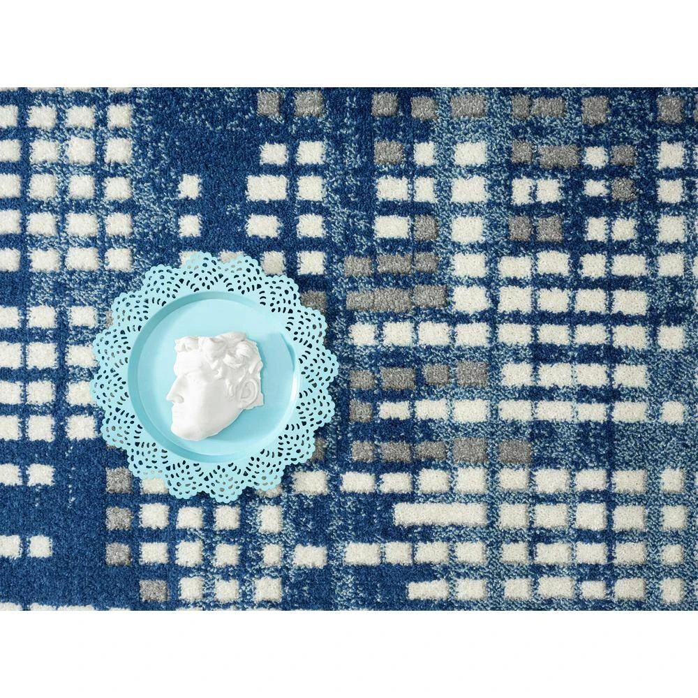 Casa Blue 4 ft. x 6 ft. Geometric Polypropylene Area Rug by Abani - Image 5