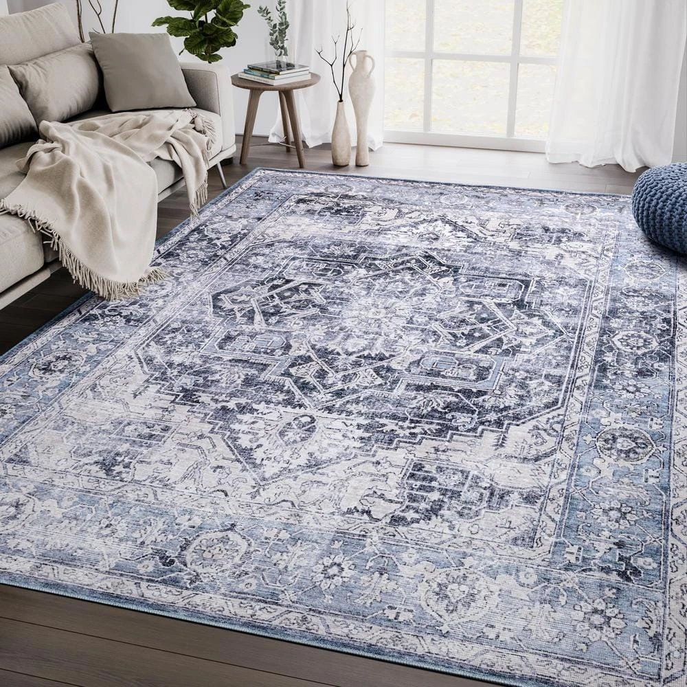 Abani Rugs Lola LOL140A Contemporary Blue 5 ft. 3 in. x 7 ft. 6 in. Area Rug - Image 6