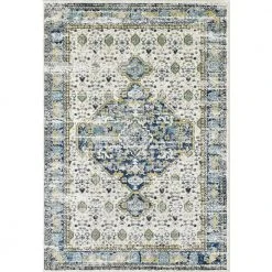 Porto Blue 4 ft. x 6 ft. Oriental Polypropylene Area Rug by Abani