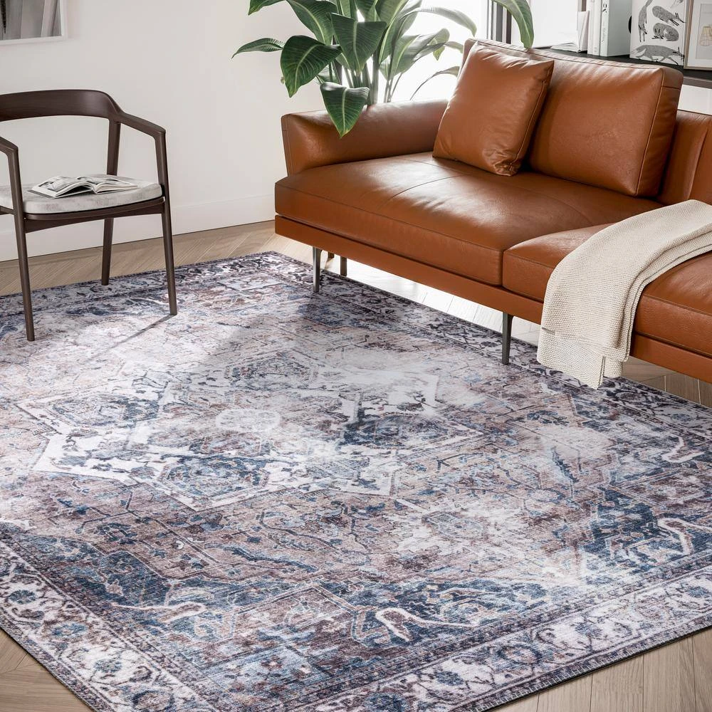 Paloma Brown 6 ft. x 9 ft. Distressed Polyester Area Rug by Abani - Image 8