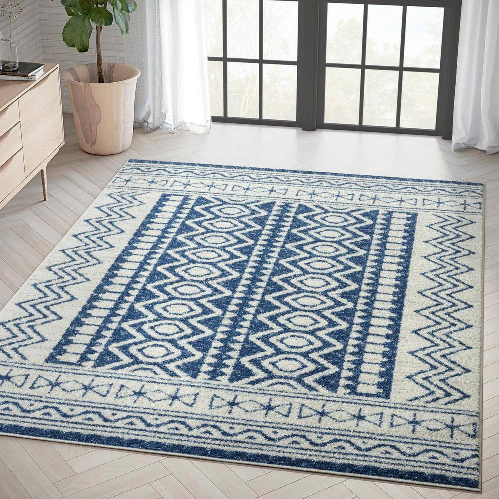 Casa Cream 4 ft. x 6 ft. Geometric Polypropylene Area Rug by Abani - Image 8