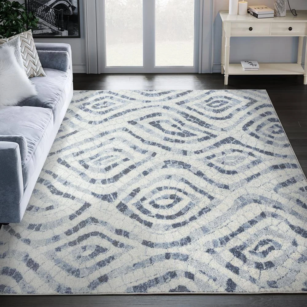 Cruz Cream 4 ft. x 6 ft. Geometric Polypropylene Area Rug by Abani - Image 8