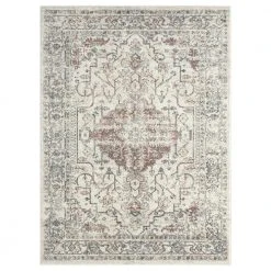 Milas Cream 5 ft. 3 ft. x 7 ft. 6 in. Oriental Polypropylene Area Rug by Abani