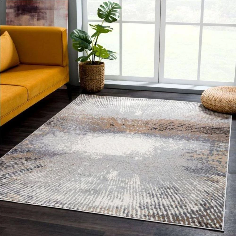 Dune Grey 4 ft. x 6 ft. Abstract Polypropylene Area Rug by Abani - Image 8