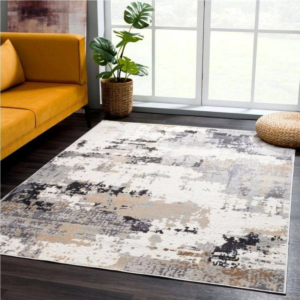 Dune Grey 4 ft. x 6 ft. Distressed Polypropylene Area Rug by Abani - Image 8