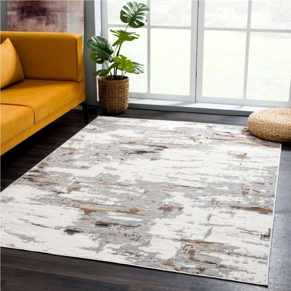 Dune Grey 4 ft. x 6 ft. Abstract Polypropylene Area Rug by Abani - Image 8