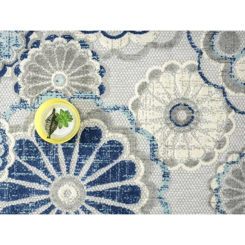 Hampton Grey 4 ft. x 6 ft. Floral Polypropylene Area Rug by Abani - Image 5