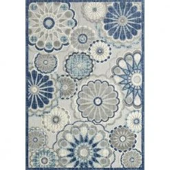Hampton Grey 4 ft. x 6 ft. Floral Polypropylene Area Rug by Abani