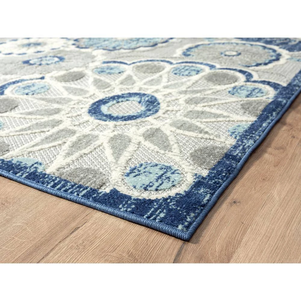 Hampton Grey 4 ft. x 6 ft. Floral Polypropylene Area Rug by Abani - Image 3