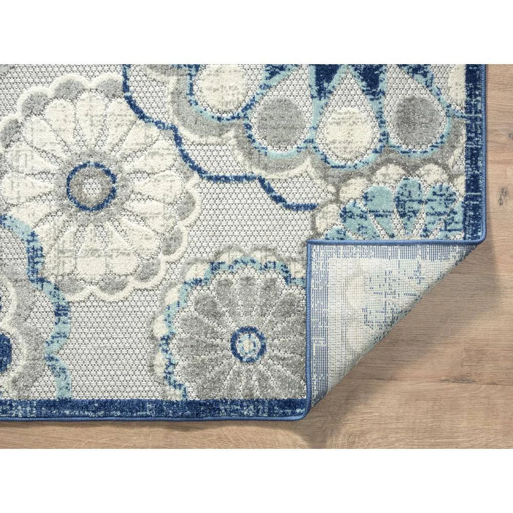 Hampton Grey 4 ft. x 6 ft. Floral Polypropylene Area Rug by Abani - Image 7