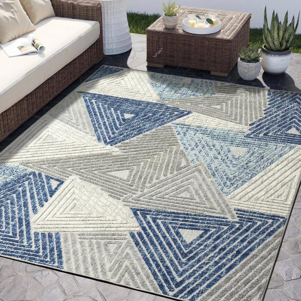 Hampton Grey 6 ft. x 9 ft. Geometric Polypropylene Area Rug by Abani - Image 8