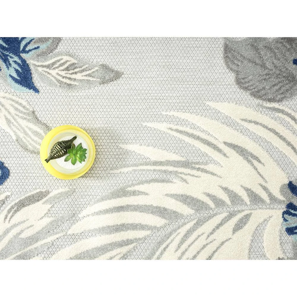 Hampton Grey 4 ft. x 6 ft. Floral Polypropylene Area Rug by Abani - Image 5