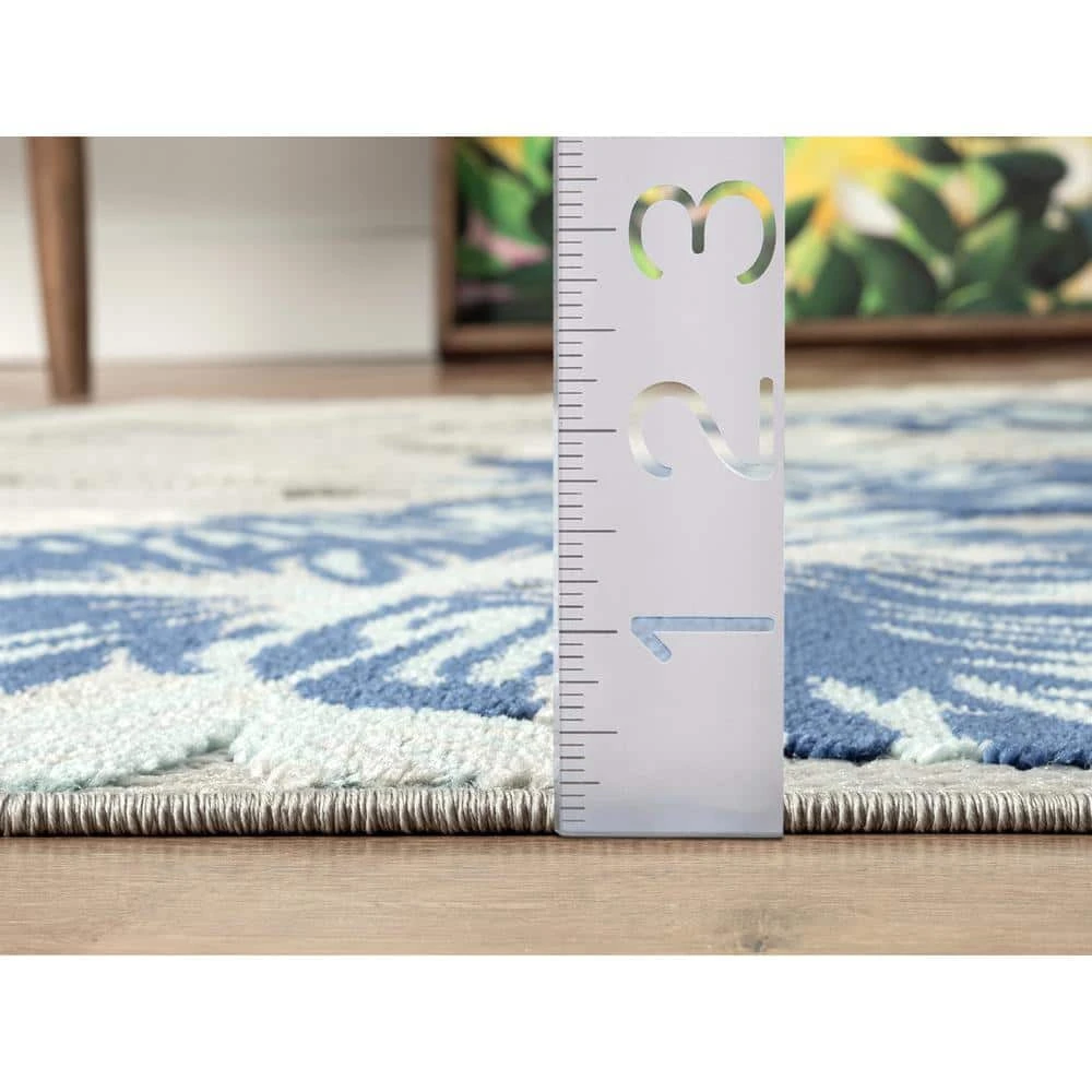 Hampton Grey 4 ft. x 6 ft. Floral Polypropylene Area Rug by Abani - Image 6