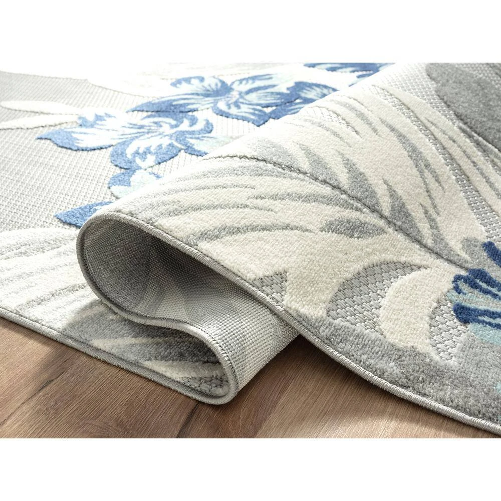 Hampton Grey 4 ft. x 6 ft. Floral Polypropylene Area Rug by Abani - Image 4