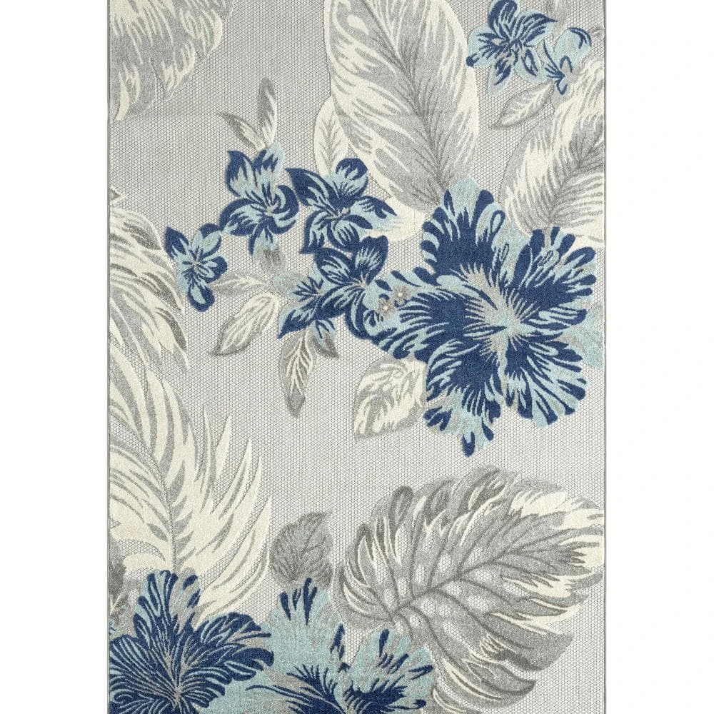 Hampton Grey 4 ft. x 6 ft. Floral Polypropylene Area Rug by Abani