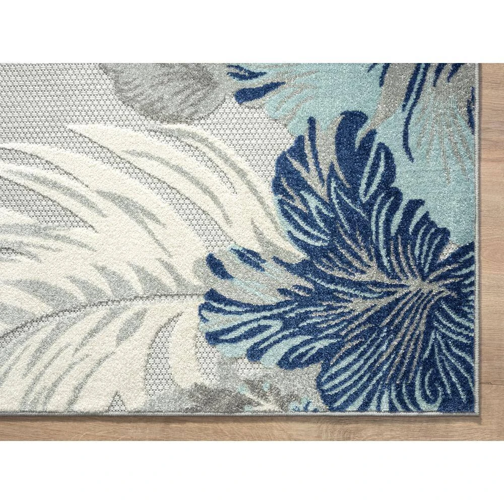 Hampton Grey 4 ft. x 6 ft. Floral Polypropylene Area Rug by Abani - Image 2