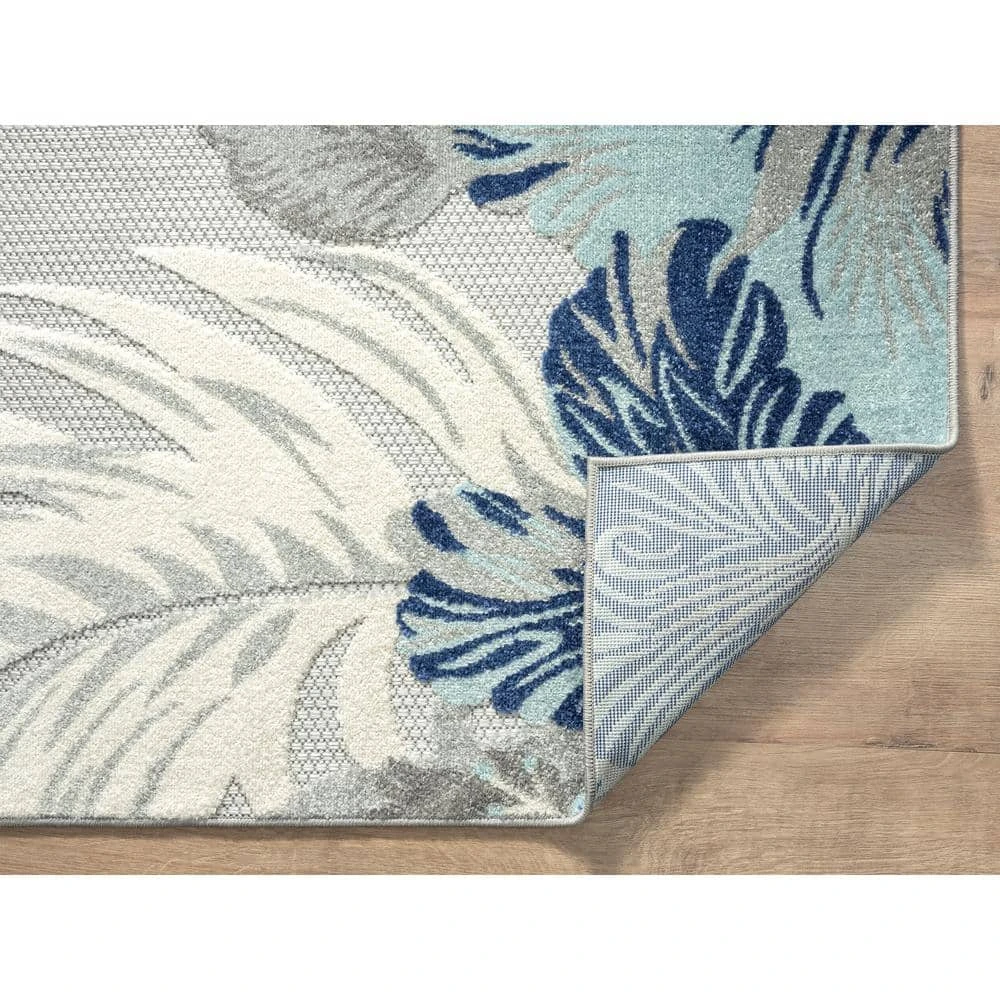 Hampton Grey 4 ft. x 6 ft. Floral Polypropylene Area Rug by Abani - Image 7