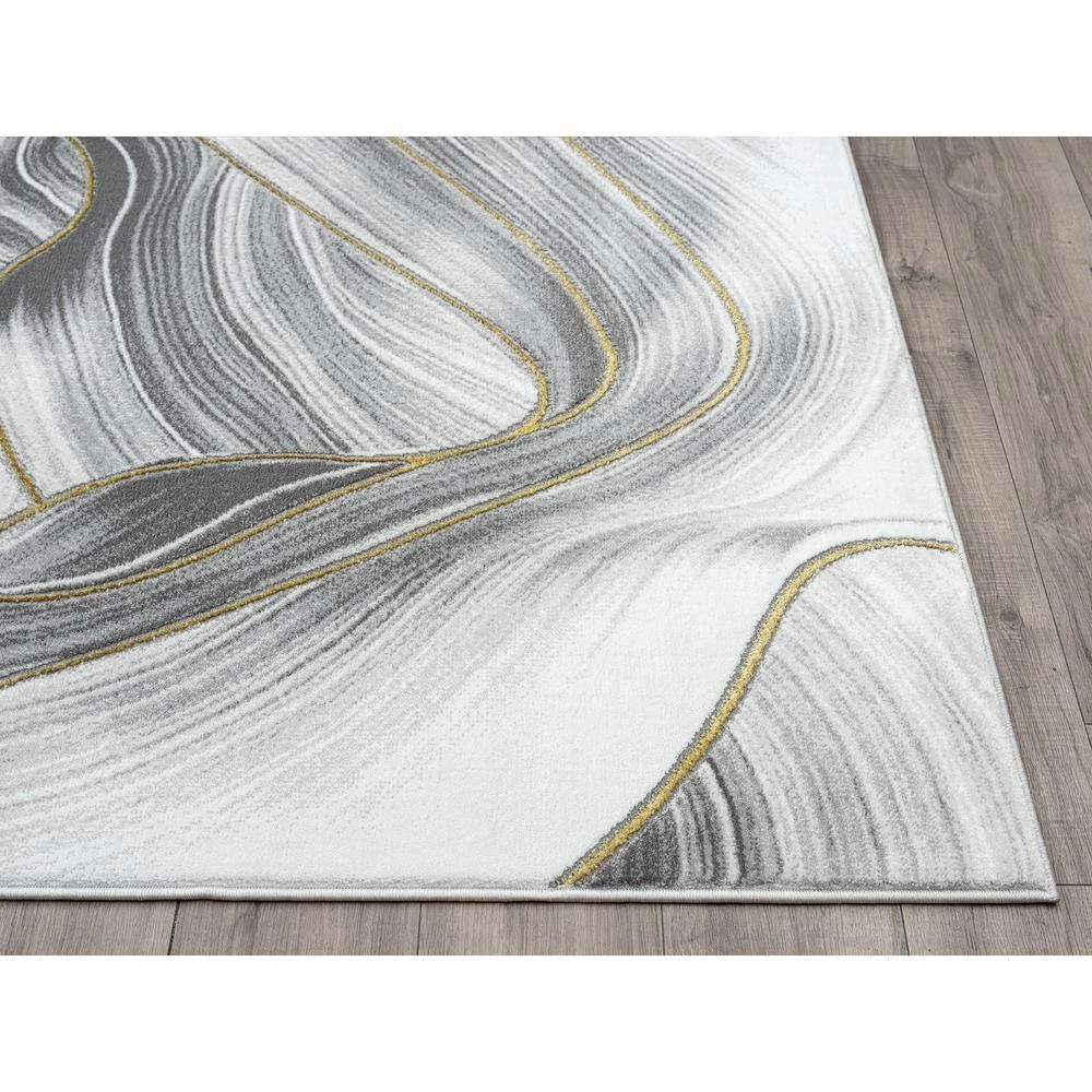 Luna Grey 4 ft. x 6 ft. Abstract Polyester Area Rug by Abani - Image 3