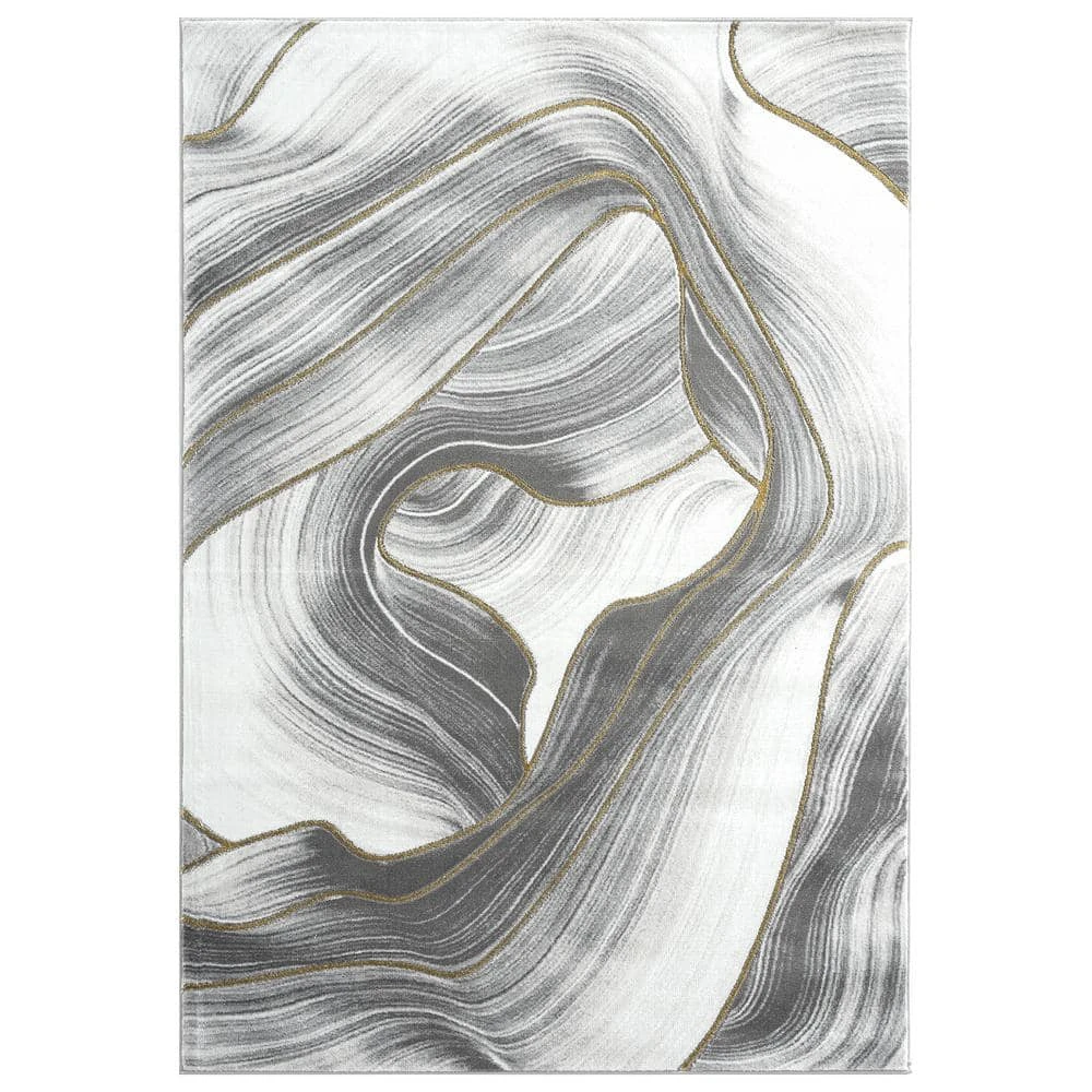 Luna Grey 4 ft. x 6 ft. Abstract Polyester Area Rug by Abani