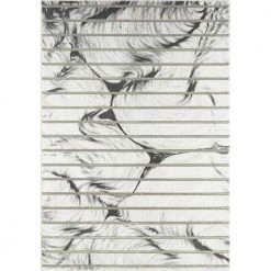 Luna Grey 5 ft. 3 in. x 7 ft. 6 in. Striped Polyester Area Rug by Abani