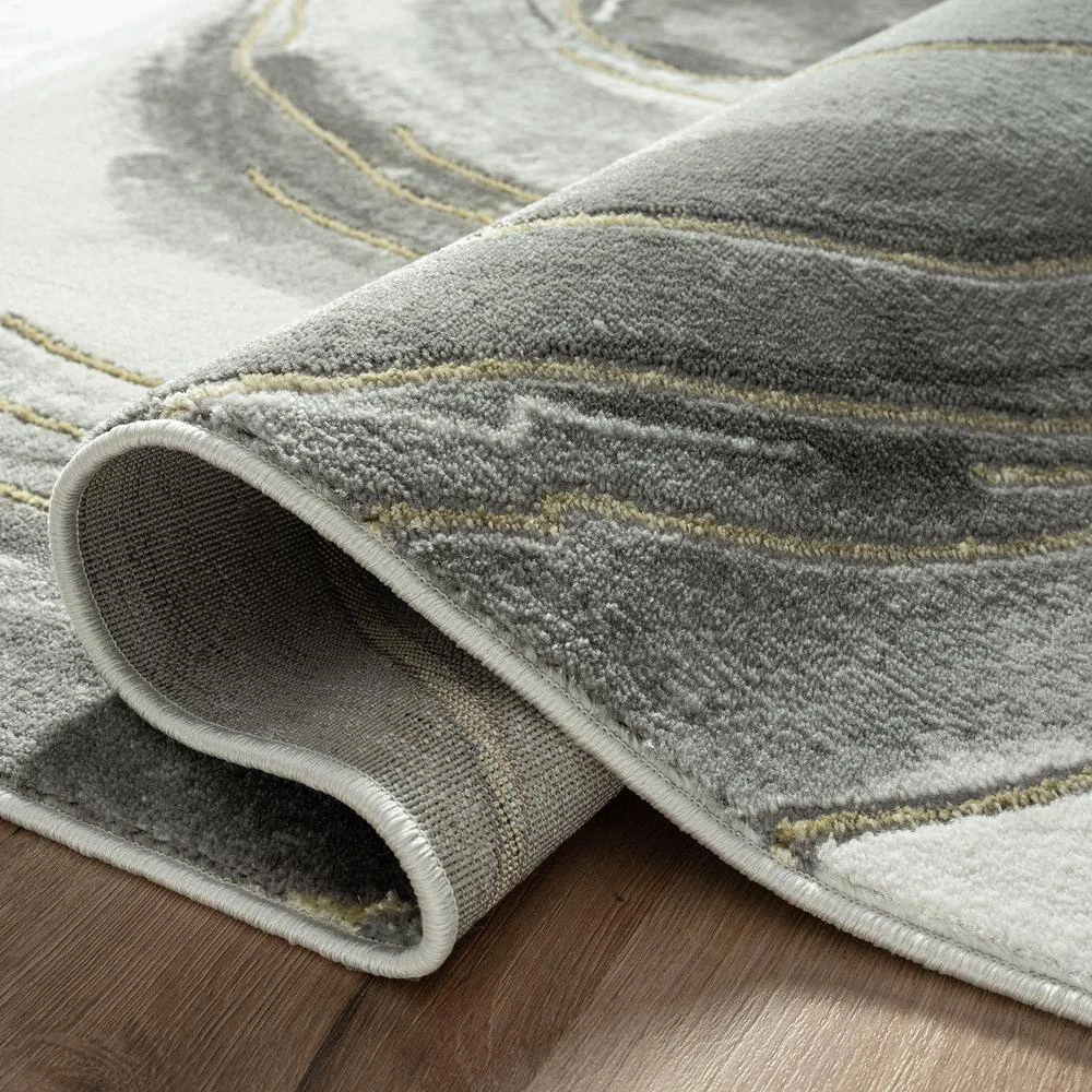 Luna Grey 5 ft. 3 in. x 7 ft. 6 in. Abstract Polyester Area Rug by Abani - Image 4