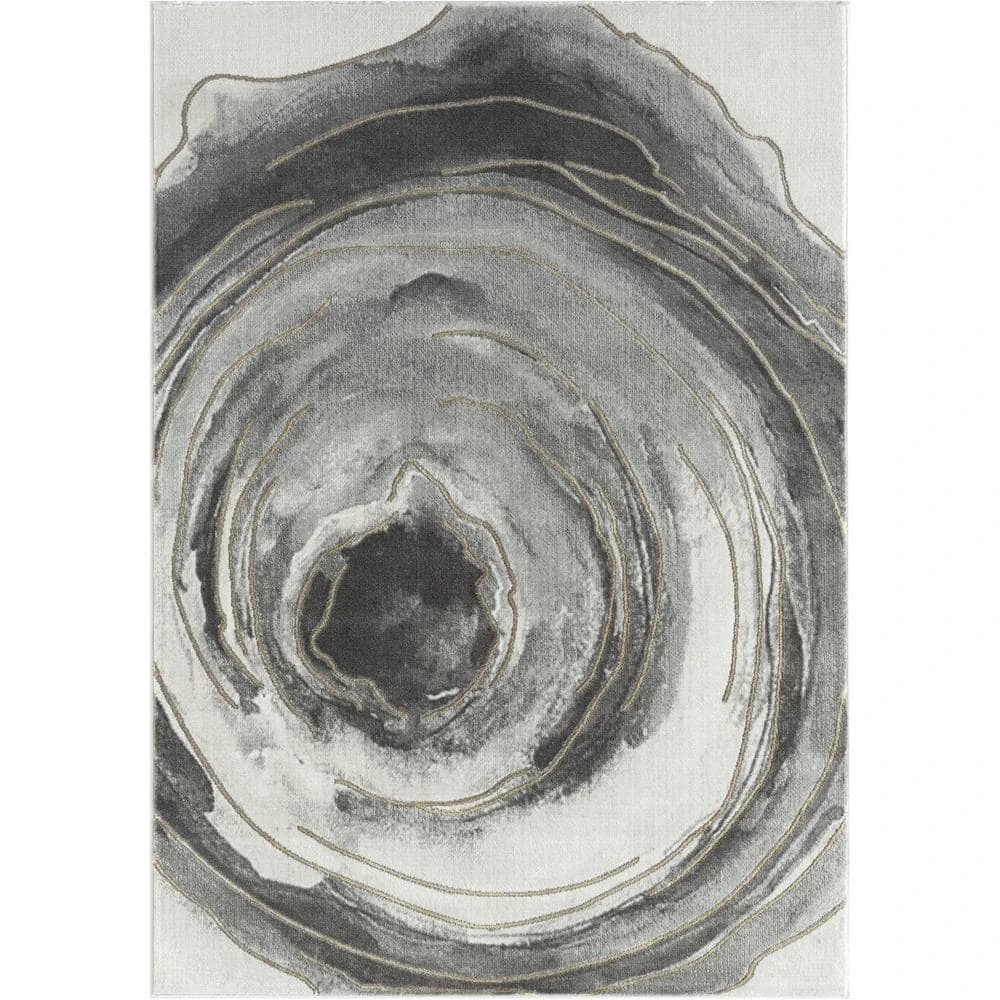 Luna Grey 5 ft. 3 in. x 7 ft. 6 in. Abstract Polyester Area Rug by Abani