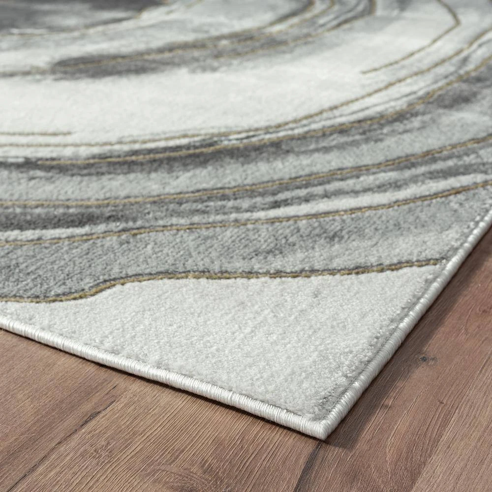 Luna Grey 5 ft. 3 in. x 7 ft. 6 in. Abstract Polyester Area Rug by Abani - Image 3