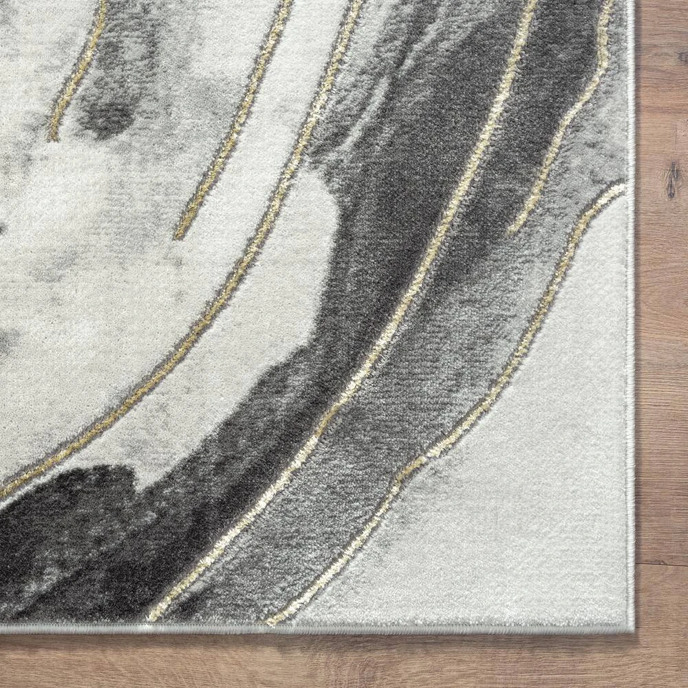 Luna Grey 5 ft. 3 in. x 7 ft. 6 in. Abstract Polyester Area Rug by Abani - Image 2