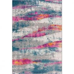 Malibu Grey 4 ft. x 6 ft. Striped Polypropylene Area Rug by Abani