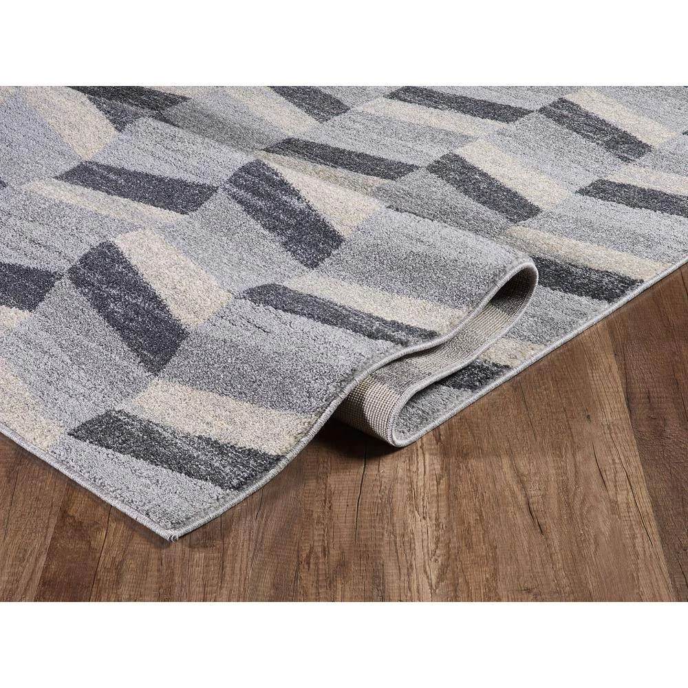 Quartz Grey 5 ft. 3 ft. x 7 ft. 6 in. Geometric Polypropylene Area Rug by Abani - Image 5