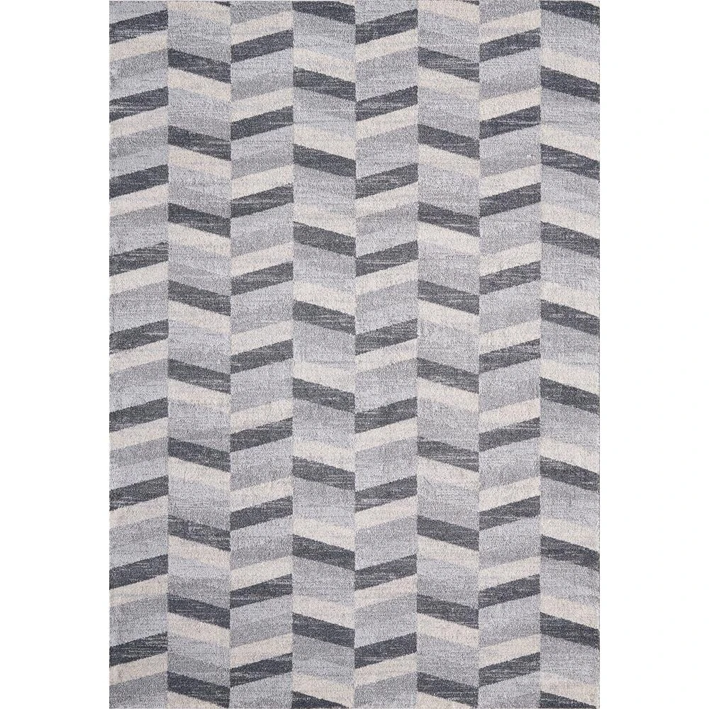 Quartz Grey 5 ft. 3 ft. x 7 ft. 6 in. Geometric Polypropylene Area Rug by Abani