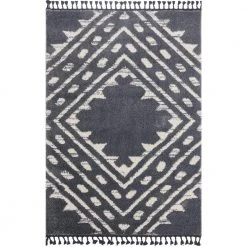 Willow Grey 7 ft. 9 in. x 10 ft. 2 in. Shag Polypropylene Area Rug by Abani