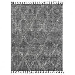 Willow Grey 5 ft. 3 ft. x 7 ft. 6 in. Shag Polypropylene Area Rug by Abani