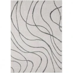 Abani Boston Ivory 6 ft. x 9 ft. Shag Polyester Area Rug