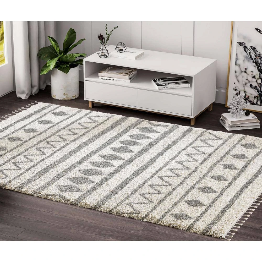Willow Ivory 7 ft. 9 in. x 10 ft. 2 in. Moroccan Polypropylene Area Rug by Abani - Image 7