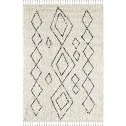 Willow Ivory 5 ft. 3 ft. x 7 ft. 6 in. Moroccan Polypropylene Area Rug by Abani