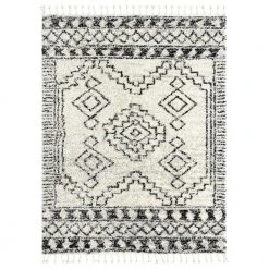 Willow Ivory 5 ft. 3 ft. x 7 ft. 6 in. Shag Polypropylene Area Rug by Abani