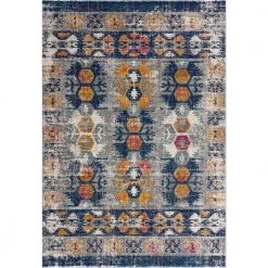 Malibu Navy Blue 6 ft. x 9 ft. Distressed Polypropylene Area Rug by Abani