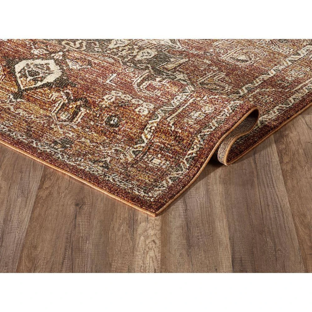 Mesa Orange 4 ft. x 6 ft. Distressed Polypropylene Area Rug by Abani - Image 5