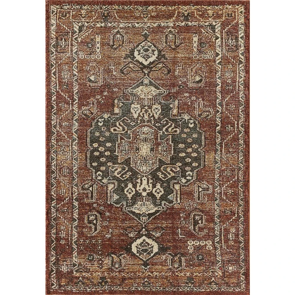 Mesa Orange 4 ft. x 6 ft. Distressed Polypropylene Area Rug by Abani