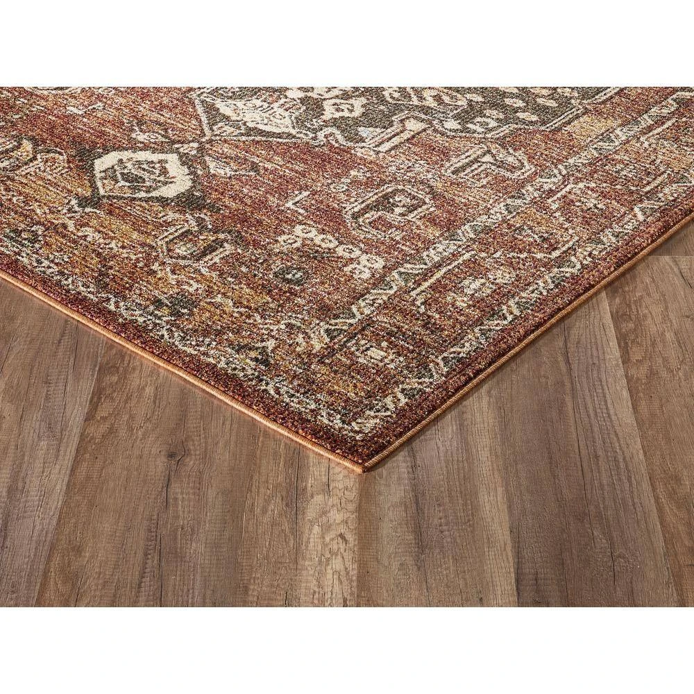 Mesa Orange 4 ft. x 6 ft. Distressed Polypropylene Area Rug by Abani - Image 4