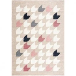 Abani Rugs Deco DEC160A Beige Pink 4 ft. x 6 ft. Houndstooth Area Rug