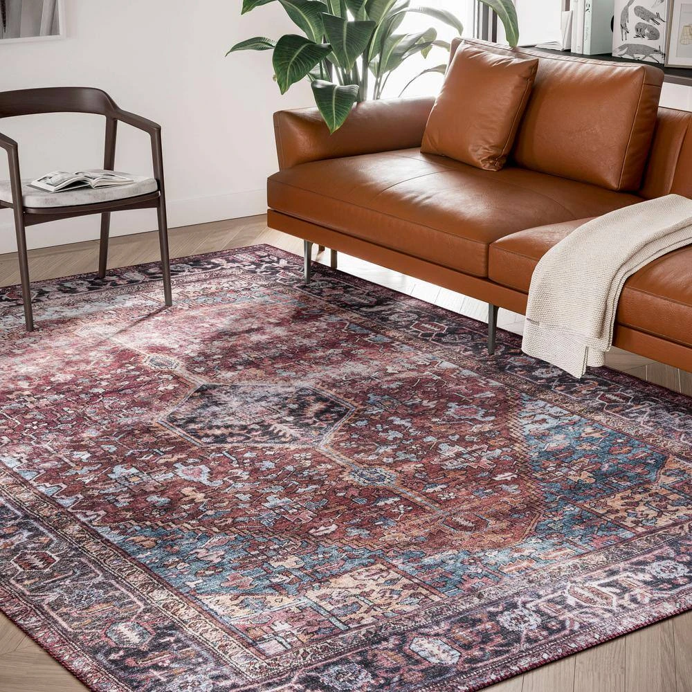 Paloma Red 6 ft. x 9 ft. Oriental Polyester Area Rug by Abani - Image 8