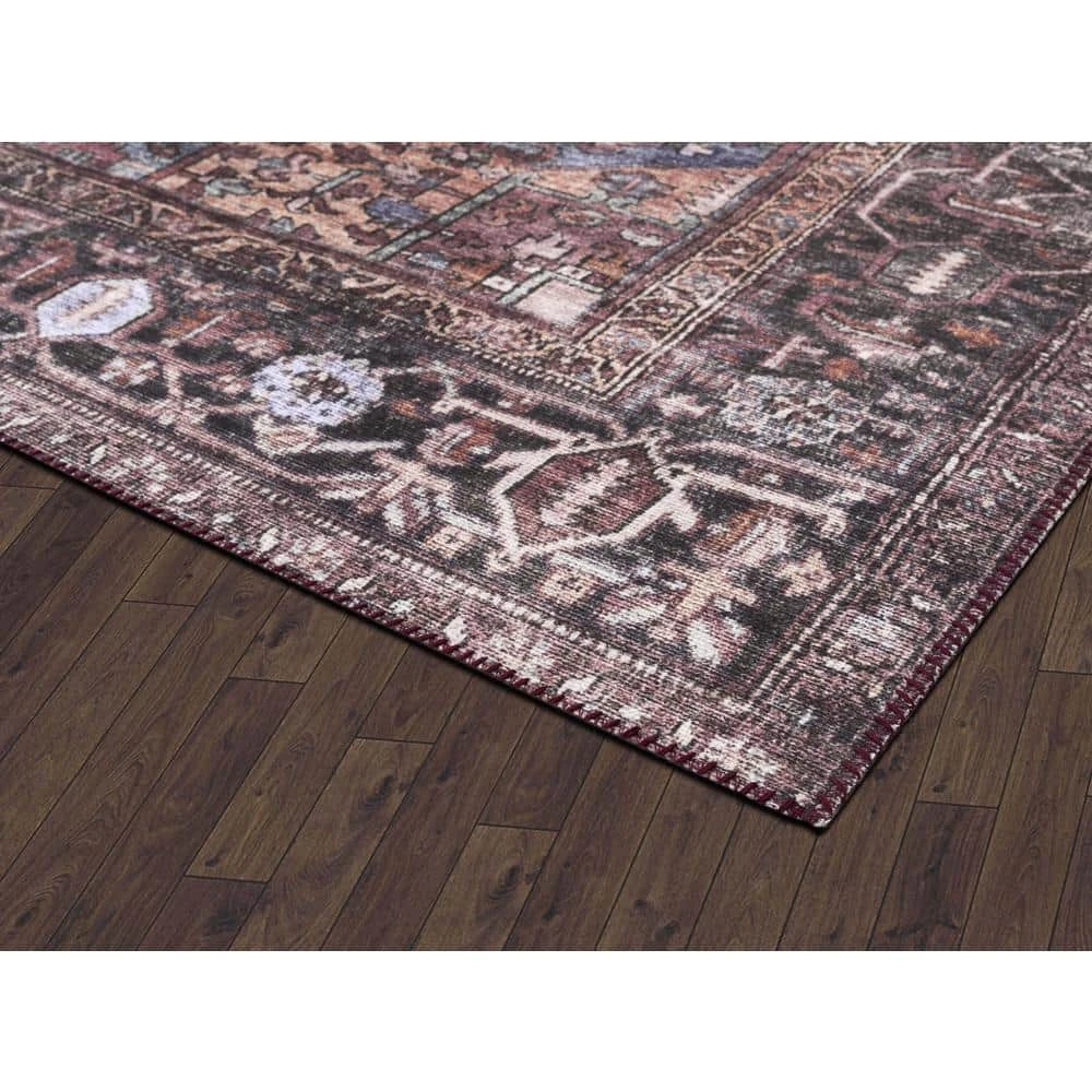 Paloma Red 6 ft. x 9 ft. Oriental Polyester Area Rug by Abani - Image 5