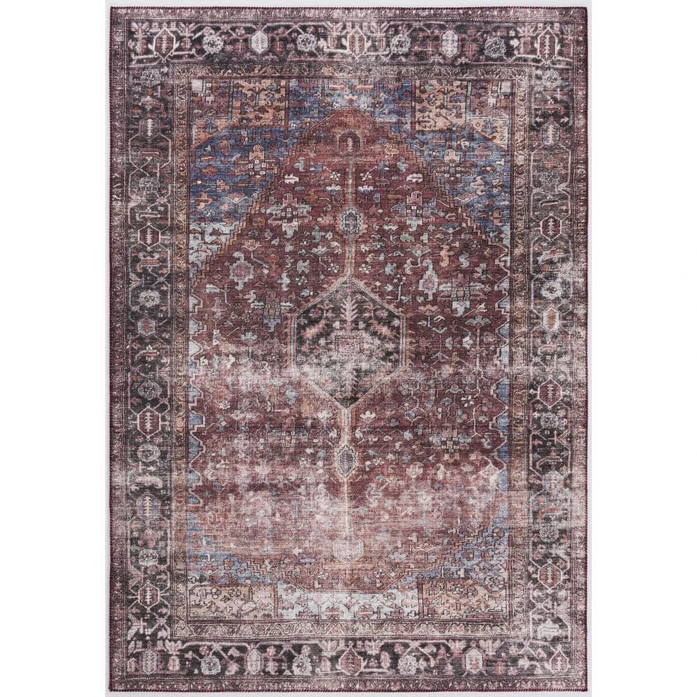 Paloma Red 6 ft. x 9 ft. Oriental Polyester Area Rug by Abani