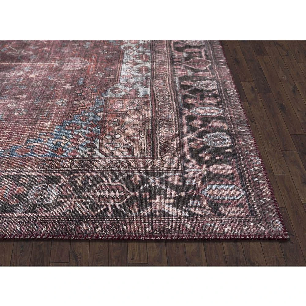 Paloma Red 6 ft. x 9 ft. Oriental Polyester Area Rug by Abani - Image 2